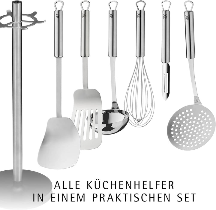 WMF Profi Plus Küchenhelfer Set 7-teilig, Ständer mit 6 Helfern, Schöpflöffel, Schaumlöffel, Wokwend