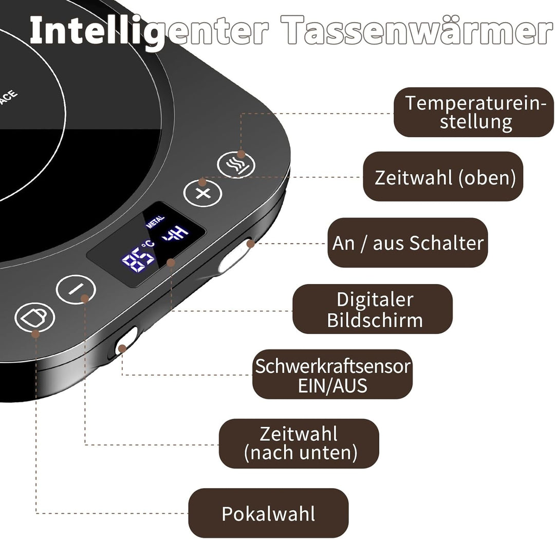 Kaffeewärmer,Aufgerüstet Tassenwärmer,Elektrischer Getränkewärmer,Kaffeetassenwärmer mit 9 Temperatu