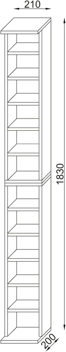 VCM Holz CD DVD Stand Aufbewahrung Standregal Bücherregal Deko Regal Bigol Schwarz, Schwarz