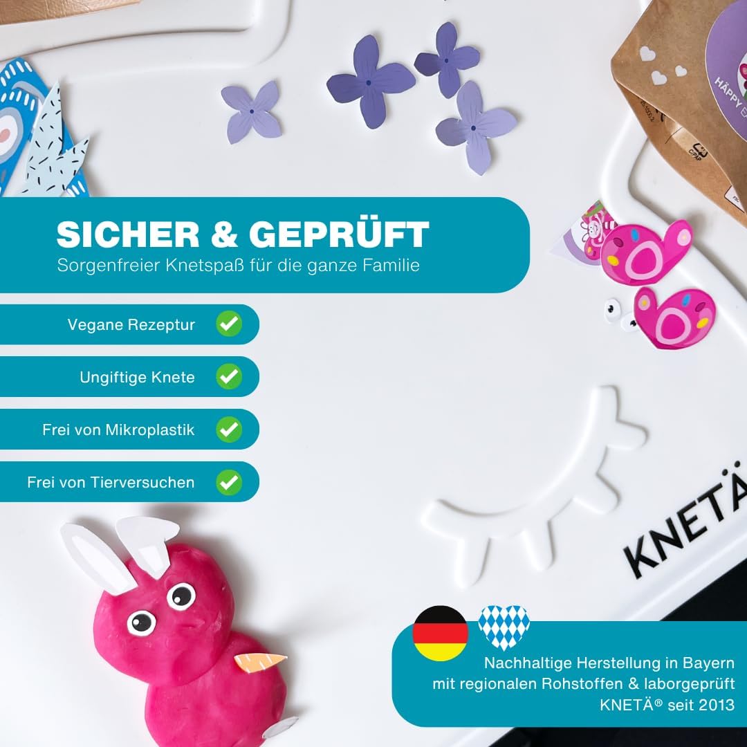 KNETÄ Knete ab 1 Jahr I Party Set I 16x vegane Kinderknete inkl. 2X Bastelkarte Tiermotive I Playdou