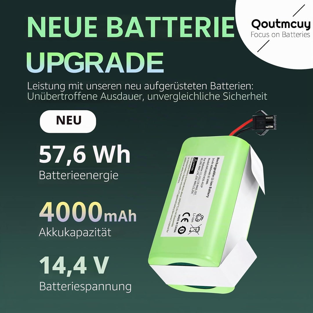 Tesvor X500 Akku, Aufgerüsteter 14.4V 4000mAh Super hohe Kapazität Li-Ion Akku für RoboVac, Tesvor X