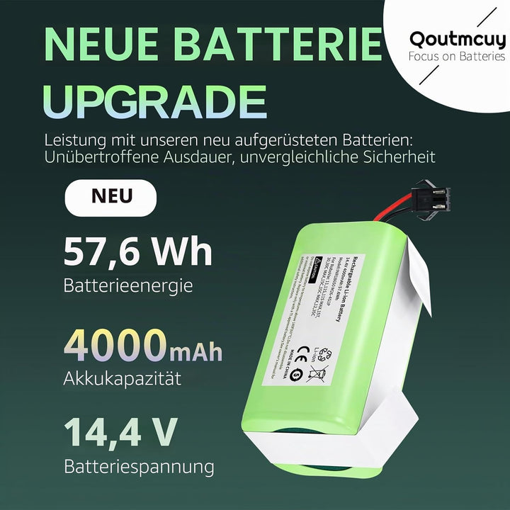 Tesvor X500 Akku, Aufgerüsteter 14.4V 4000mAh Super hohe Kapazität Li-Ion Akku für RoboVac, Tesvor X