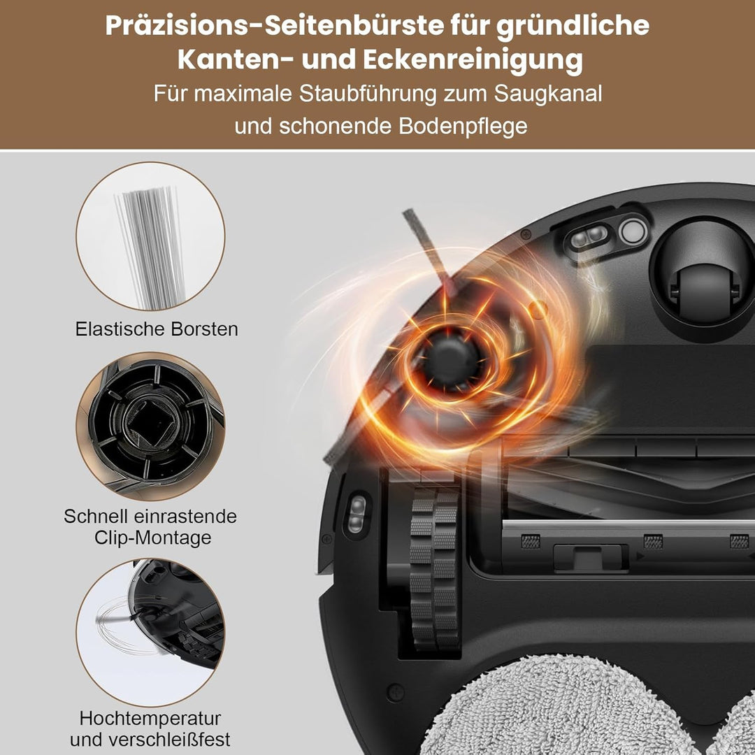24 Stück Zubehör für Mova E40 Ultra Saugroboter, Ersatzteile set für E40 Ultra, 1 Hauptbürste, 6 Sta