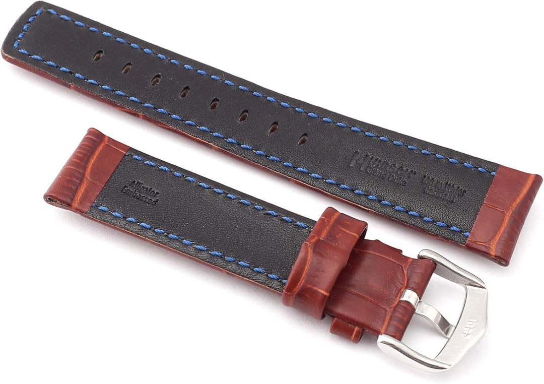 HIRSCH Herren Uhrenarmband Alligator Style Modell Grand Duke 22 mm Goldbraun, Goldbraun