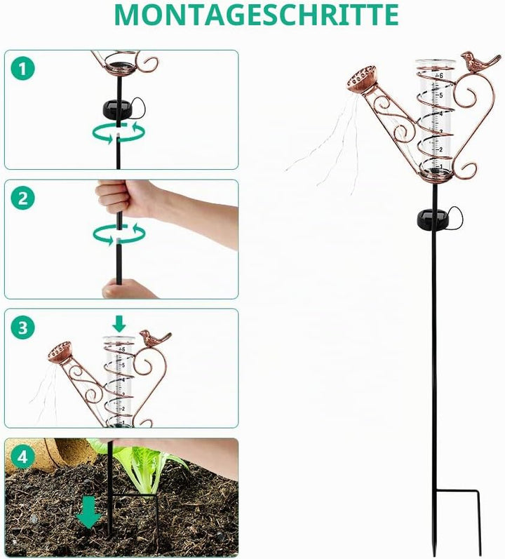 Lotvic Regenmesser für Garten, Regenmesser Frostsicher, Outdoor Regenmesser Glas Regenwassermesser,
