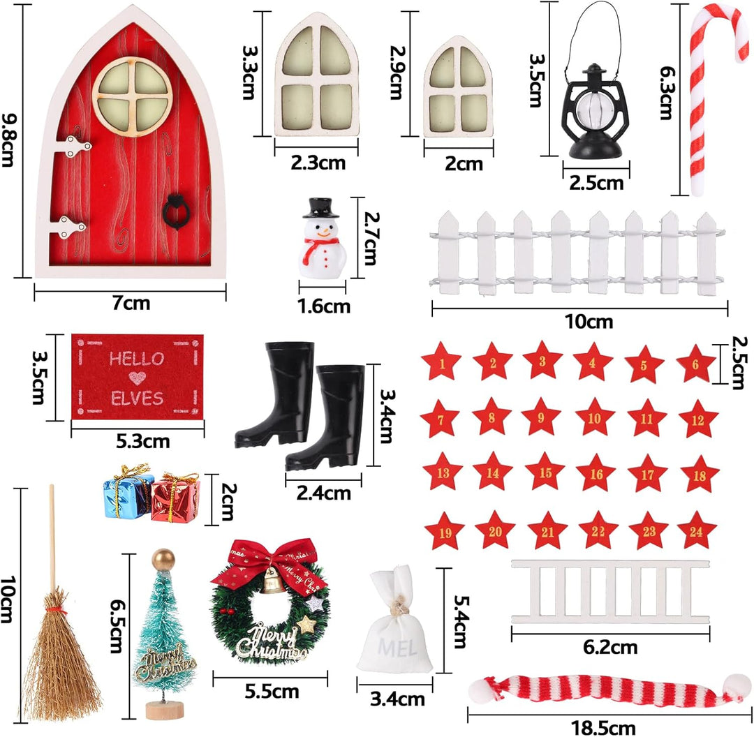 Wichteltür Weihnachten 40Pcs Wichtel Zubehör Miniatur Rot Wichteltür Zubehör Weihnachtsdeko Elfentür