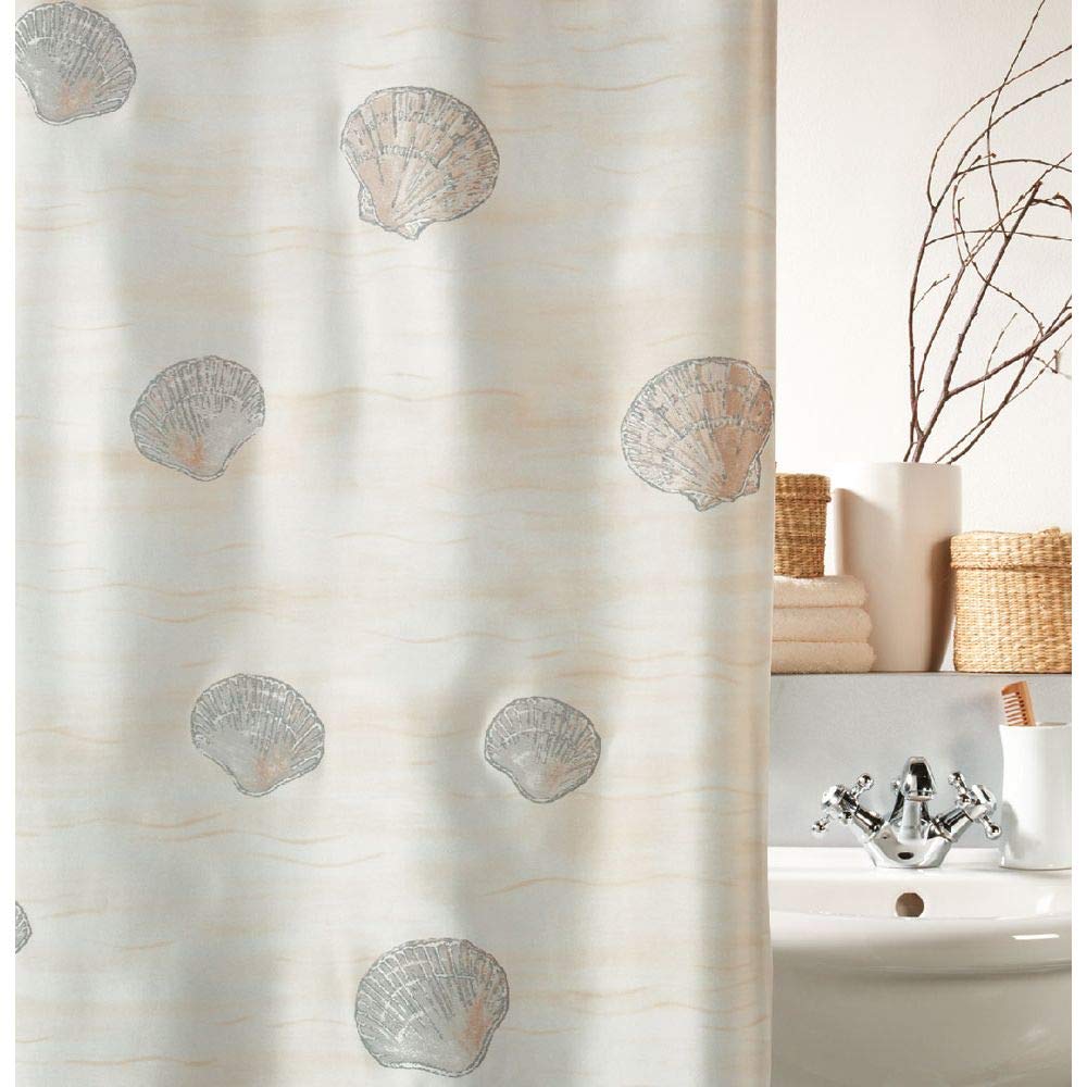 Spirella Anti-Schimmel Duschvorhang - Anti-Bakteriell, waschbar, wasserdicht, Polyester, „Champagne“