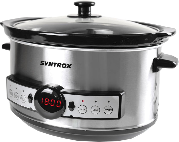 Syntrox Germany Slow Cooker Schongarer 3,5L mit Timer und Warmhaltefunktion - Leistung 200