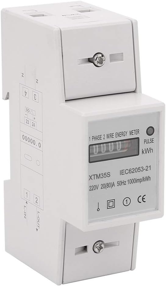 220V Digitaler Einphasen Elektrischer kWh Stromzähler 2-Draht 2P DIN Schiene Energiezähler (20 (80)