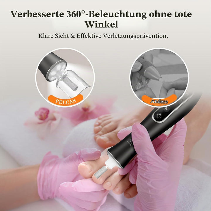 PELCAS Elektrische Nagelfräser 10 Geschwindigkeiten Schnurloser Nagelbohrer Professionell Nagelschle