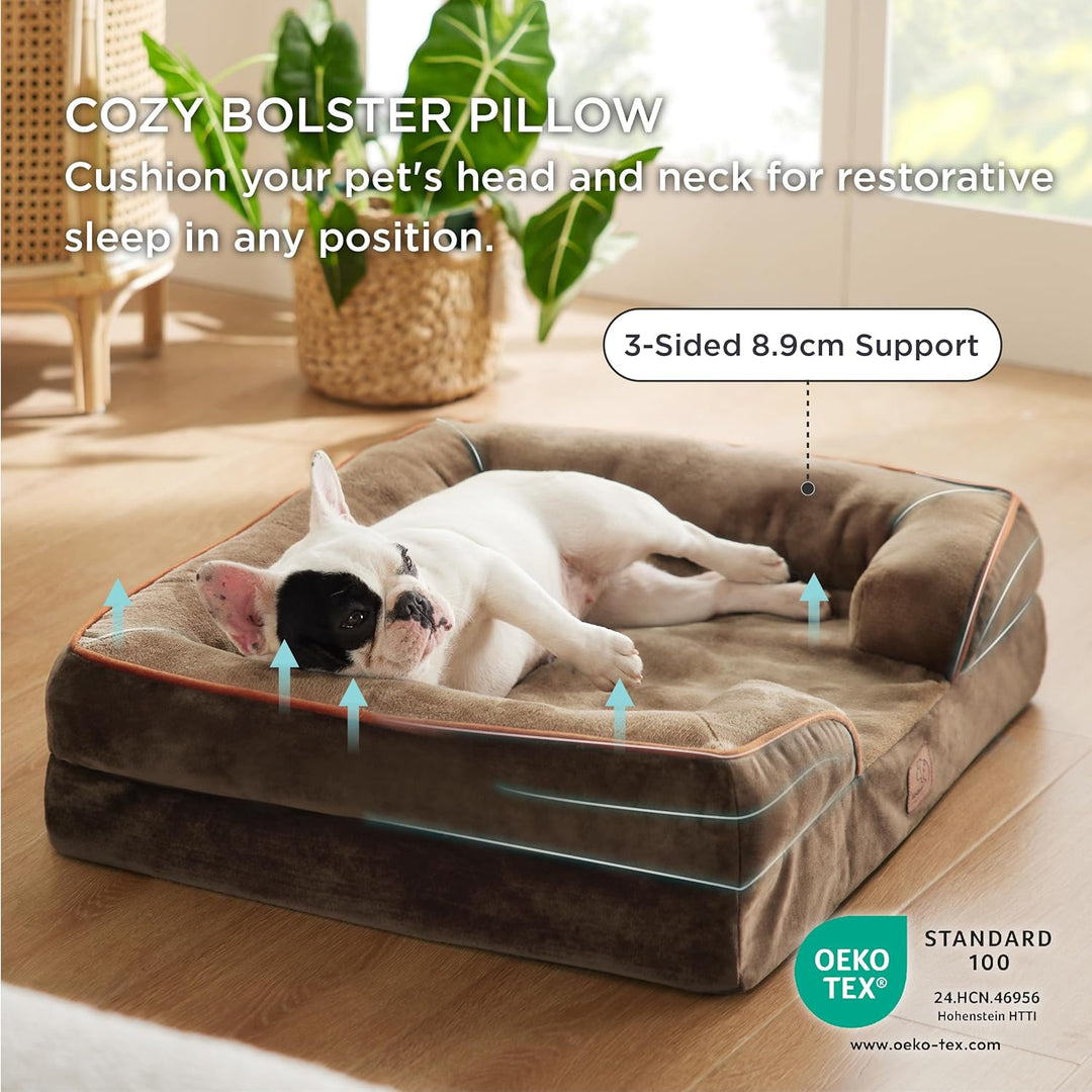 Bedsure orthopädisches Hundebett Ergonomisches Hundesofa - 71x58 cm Hundecouch mit eierförmiger Kist