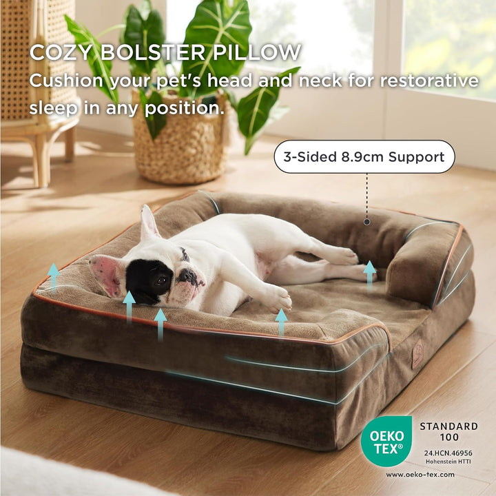 Bedsure orthopädisches Hundebett Ergonomisches Hundesofa - 71x58 cm Hundecouch mit eierförmiger Kist