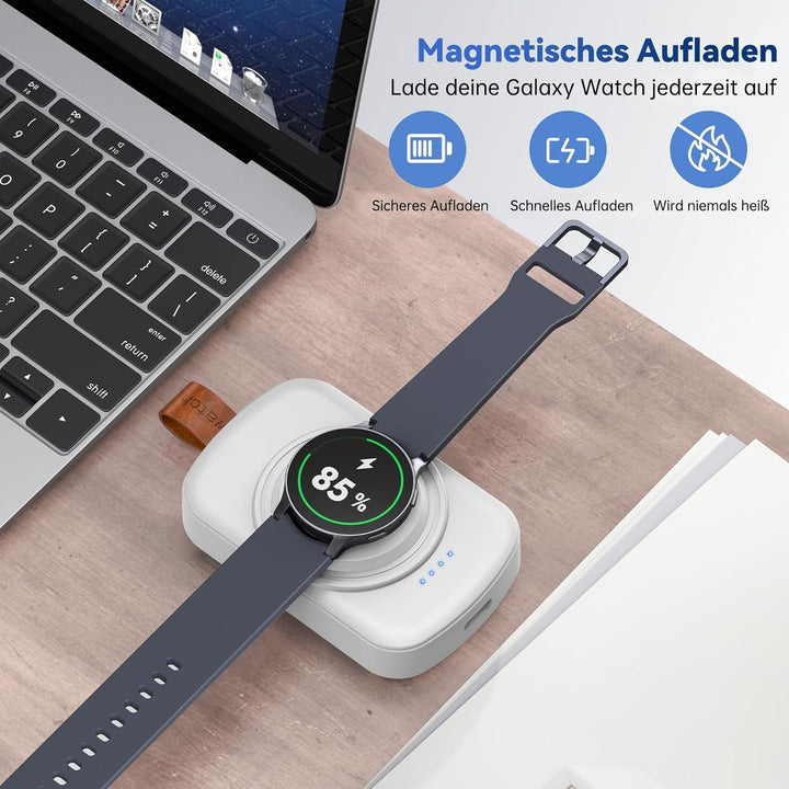 Ladegerät für Samsung Galaxy Watch,1800 mAh tragbares Ladegerät für Samsung Galaxy Watch 8/8 Classic