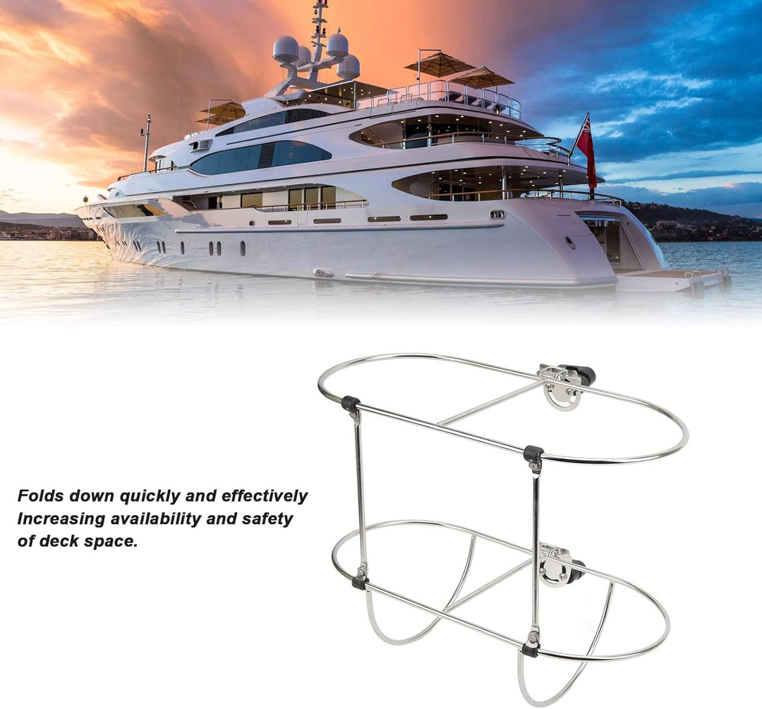 FOLOSAFENAR Boots-Fender-Rack, 2-Korb-Marine-Fender-Halter, klappbar, rostfrei, für 7-Zoll-Yacht-Fen