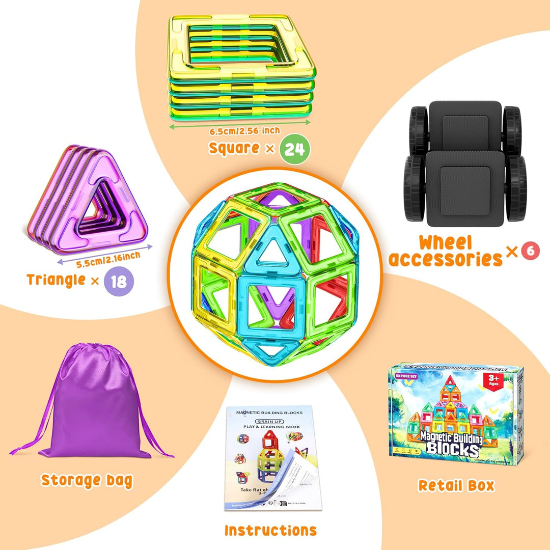 COOLJOYA Magnetische Bausteine 50 Teile, Magnetspiel Magnete Kinder Magnetbausteine Magnet Spiel, Ma