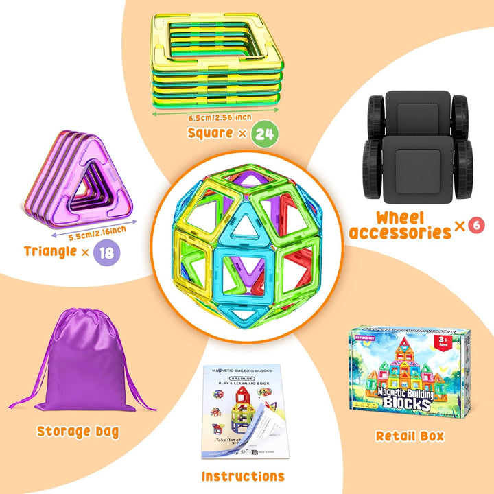 COOLJOYA Magnetische Bausteine 50 Teile, Magnetspiel Magnete Kinder Magnetbausteine Magnet Spiel, Ma