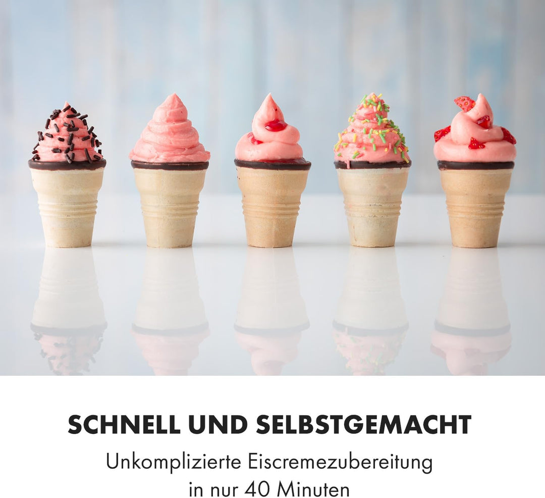 Klarstein Sweet Sundae - Eiscrememaschine, 1,5 Liter, mitselbstkühlendem Kompressor, 200 Watt, Ausga