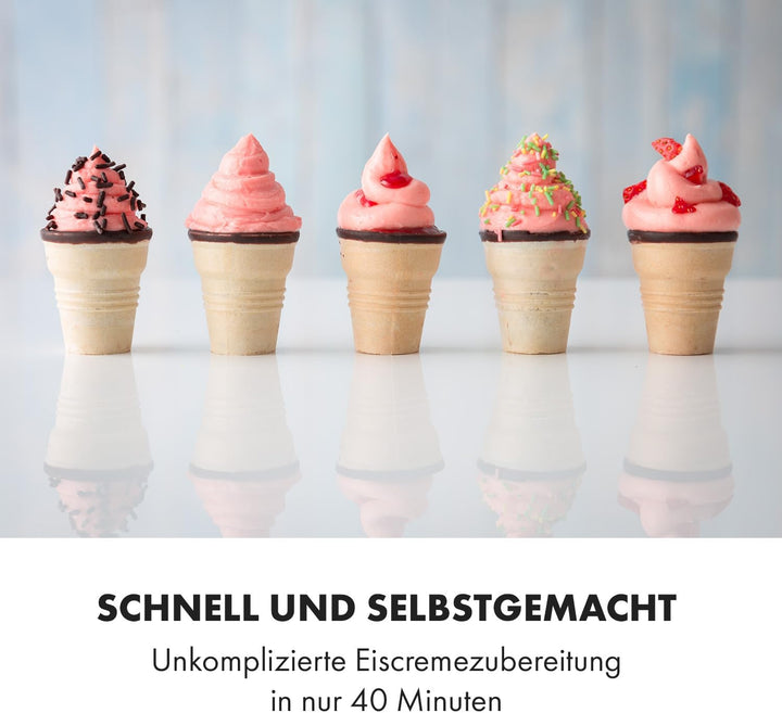 Klarstein Sweet Sundae - Eiscrememaschine, 1,5 Liter, mitselbstkühlendem Kompressor, 200 Watt, Ausga