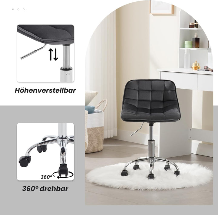 WOLTU Schreibtischstuhl Kinder, Schminkstuhl Sitzhocker Rollhocker Arbeitshocker, 360° drehbar höhen