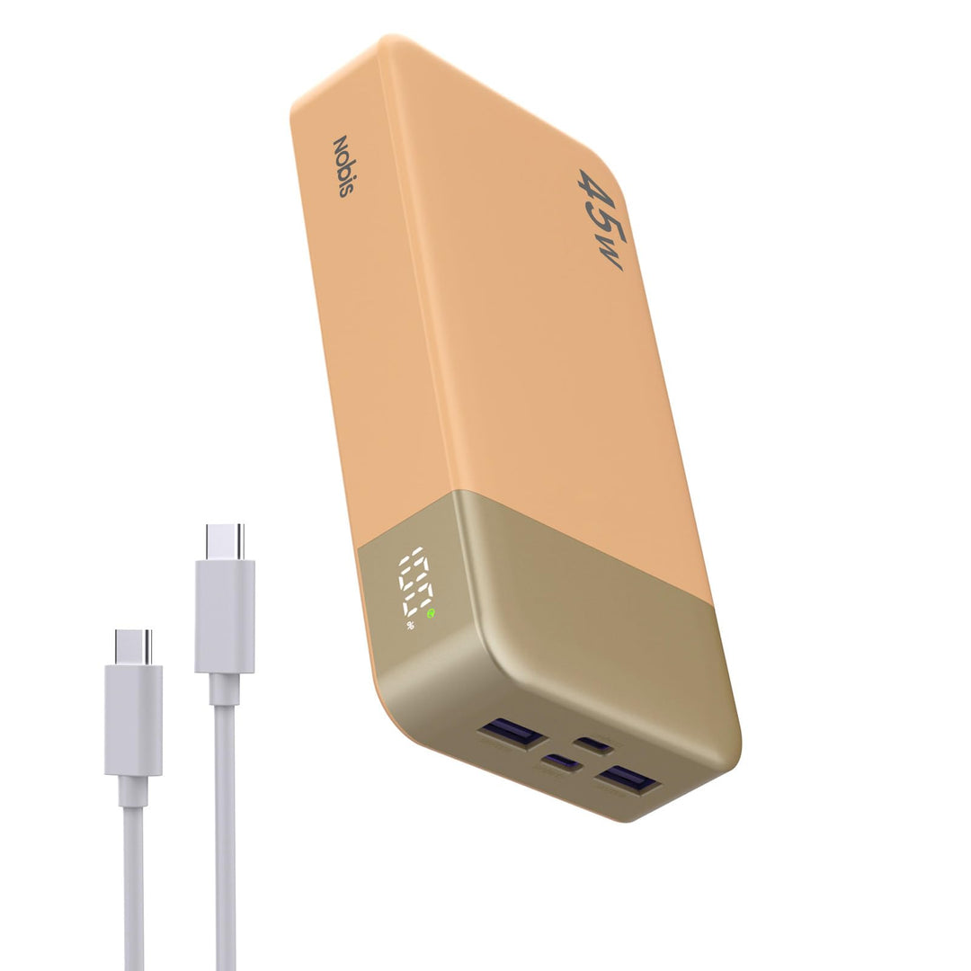 NOBIS 45W Power Bank Powerbank 20000mAh Schnellladung, 2×USB‑C (in/Out) & 2×USB‑A, Digitalanzeige &