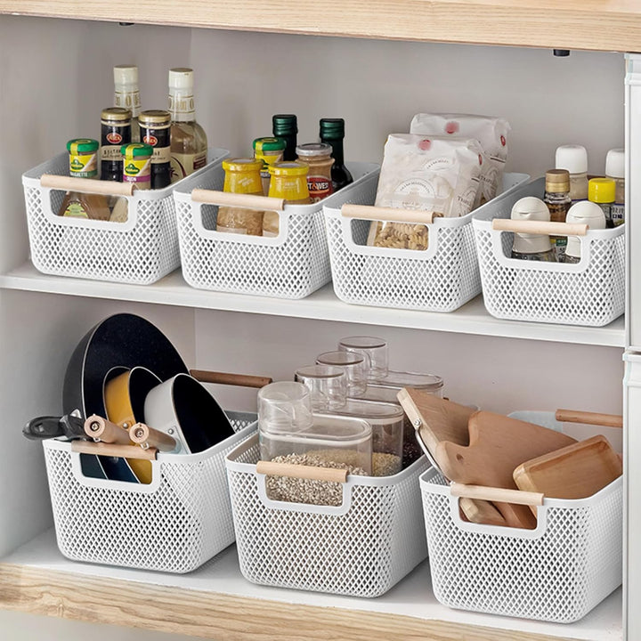 6 Stück Aufbewahrungsbox Weiss (3x Gross 35x22,5x16,2cm + 3x Mittel 30x20,4x14,2cm) - Boxen Aufbewah