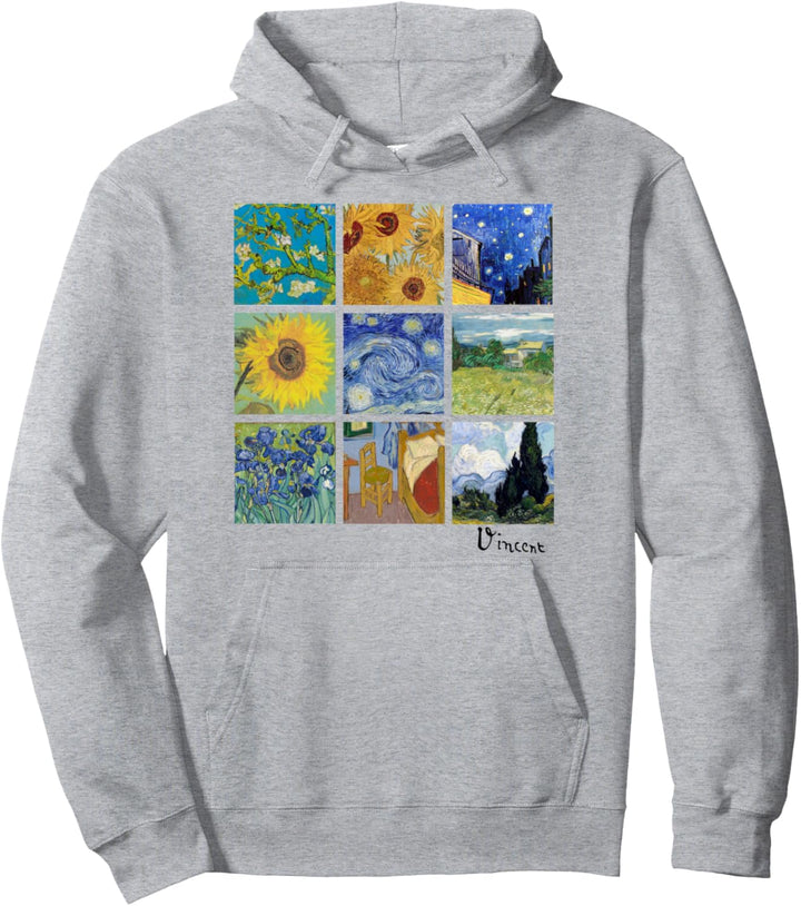 Van Gogh Gemälde Collage mit Sonnenblumen und Sternennacht Pullover Hoodie