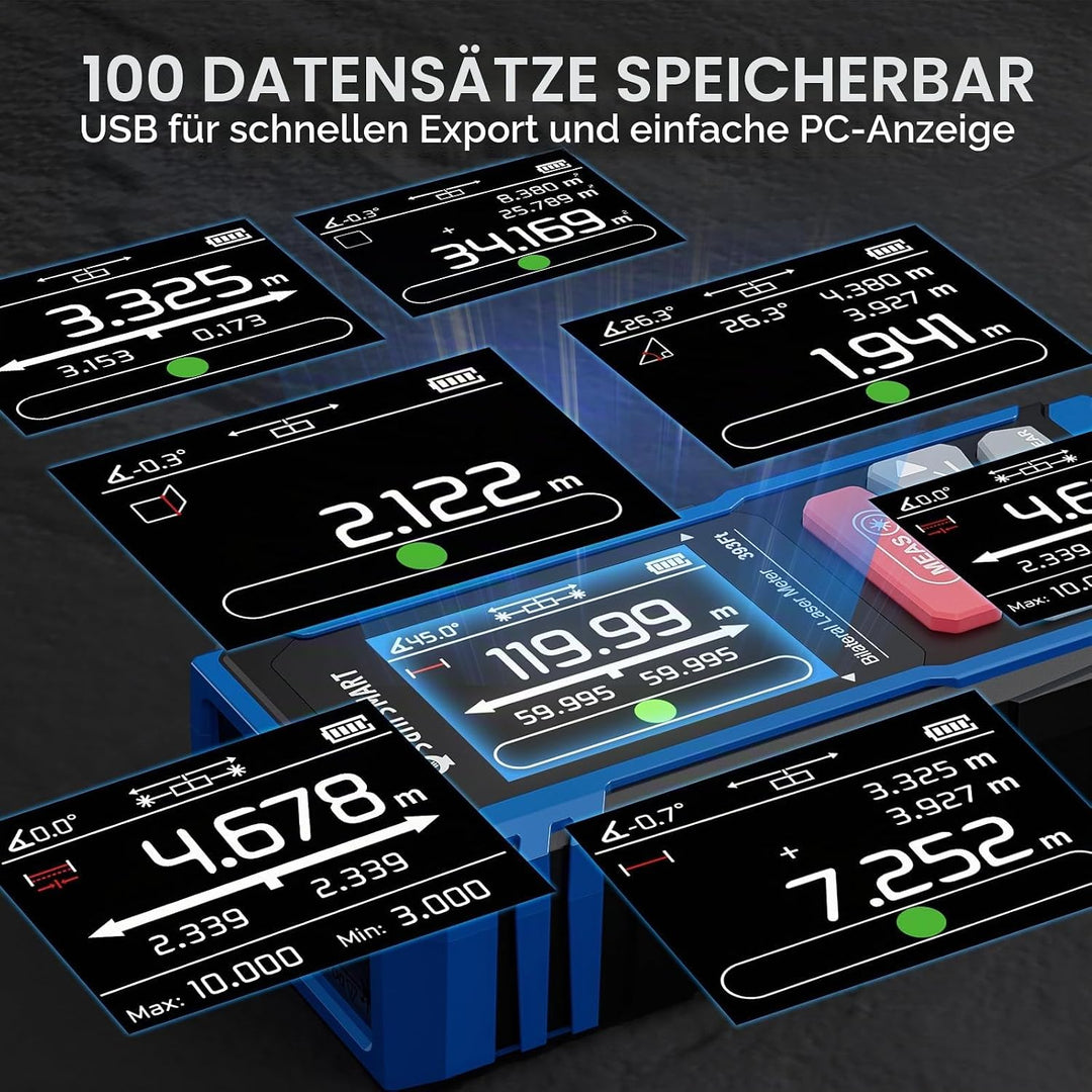 SainSmart Dual-Laser-Entfernungsmesser, 120 m, wiederaufladbarer Entfernungsmesser mit beleuchtetem