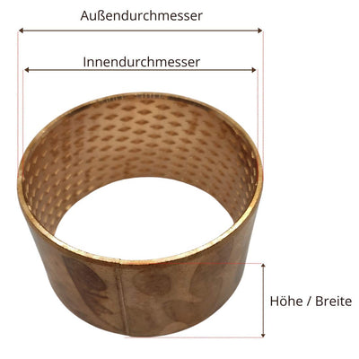 Gleitlagerbuchse 50mm x 55mm x 50mm | Gleitlager aus Bronze mit Innenschmierung (schmiertaschen) | B