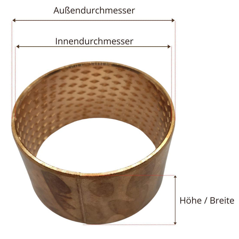 Gleitlagerbuchse 60mm x 65mm x 50mm | Gleitlager aus Bronze mit Innenschmierung (schmiertaschen) | B