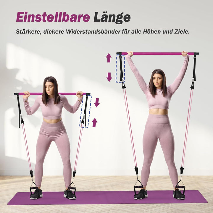 ALongSong Pilates Bar Set mit Widerstandsbänder Krafttraining 180LBS/140LBS/240LBS/360LBS Resistance