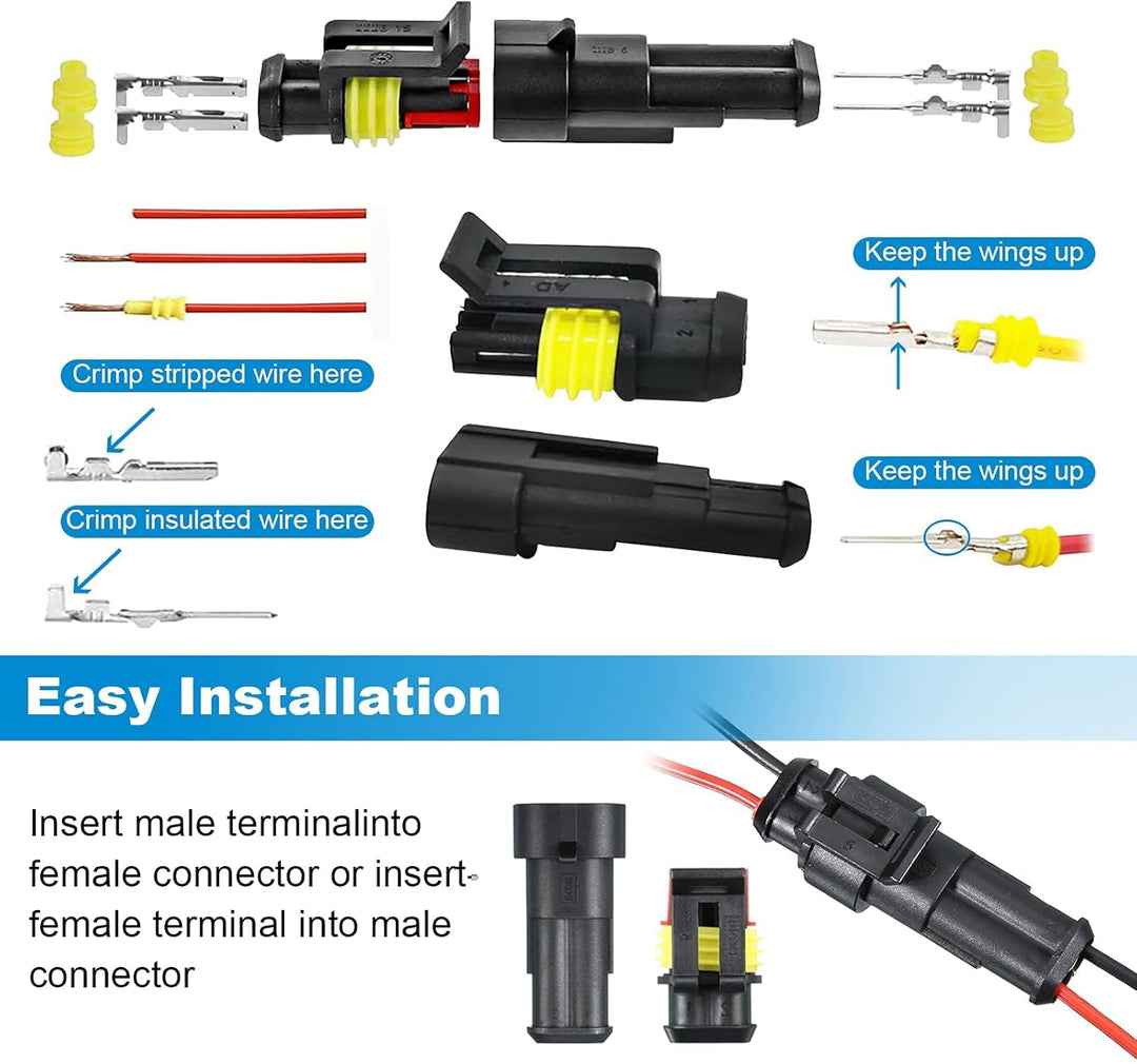 740pcs kfz Stecker,kfz Steckverbinder,kfz Stecker Wasserdicht,Wasserdichte Stecker 12v,mit Crimpzang