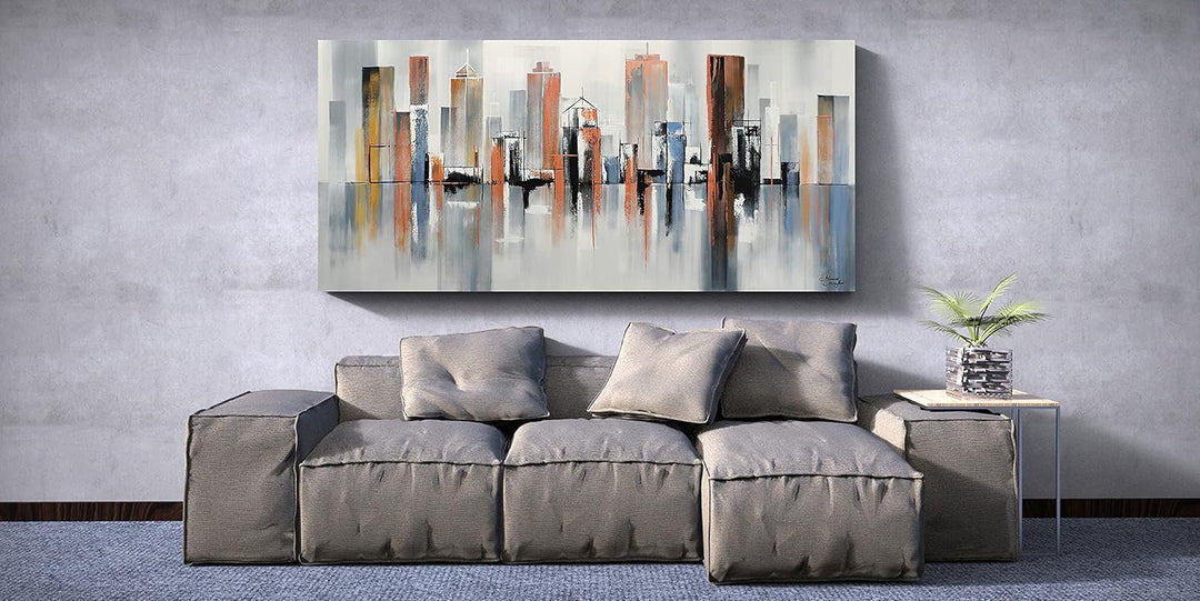 Monica Mirafiori I 100% HANDGEMALT I Gemälde Wolkenkratzer 100x50cm | Gemälde Handgemalt | Acrylgemä