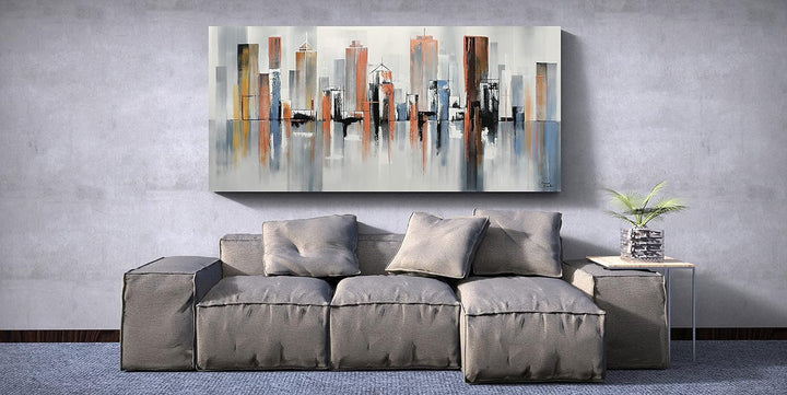 Monica Mirafiori I 100% HANDGEMALT I Gemälde Wolkenkratzer 100x50cm | Gemälde Handgemalt | Acrylgemä