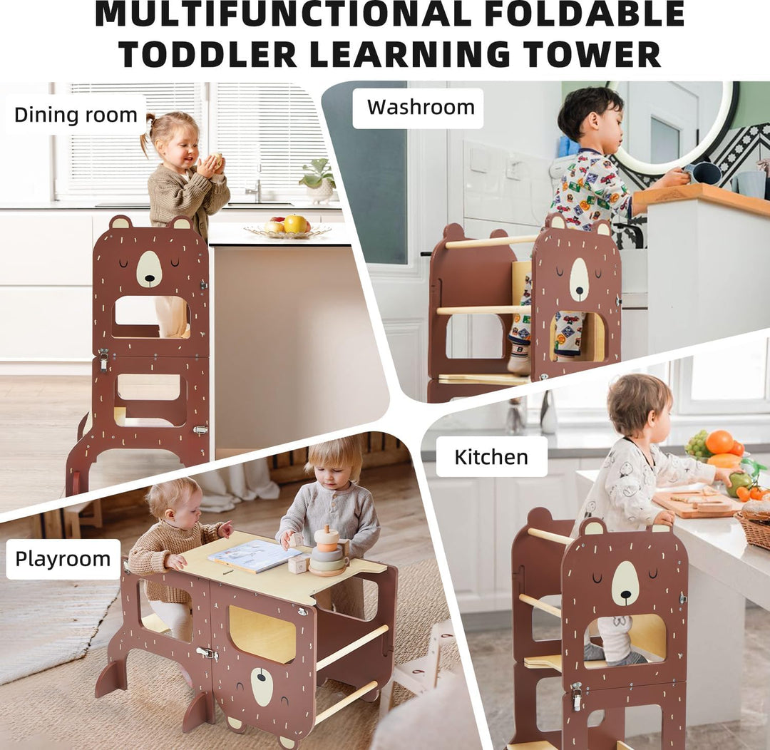 labebe lernturm ab 1 Jahr, Grossformat Montessori Lernturm klappbar, 3 in 1 Multifunktion Learning T