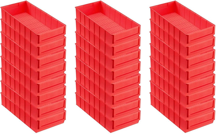 SuperSparSet 24x Rote Industriebox 400 B | HxBxT 8,1x18,3x40cm | 4,7 Liter | Sichtlagerkasten, Sorti