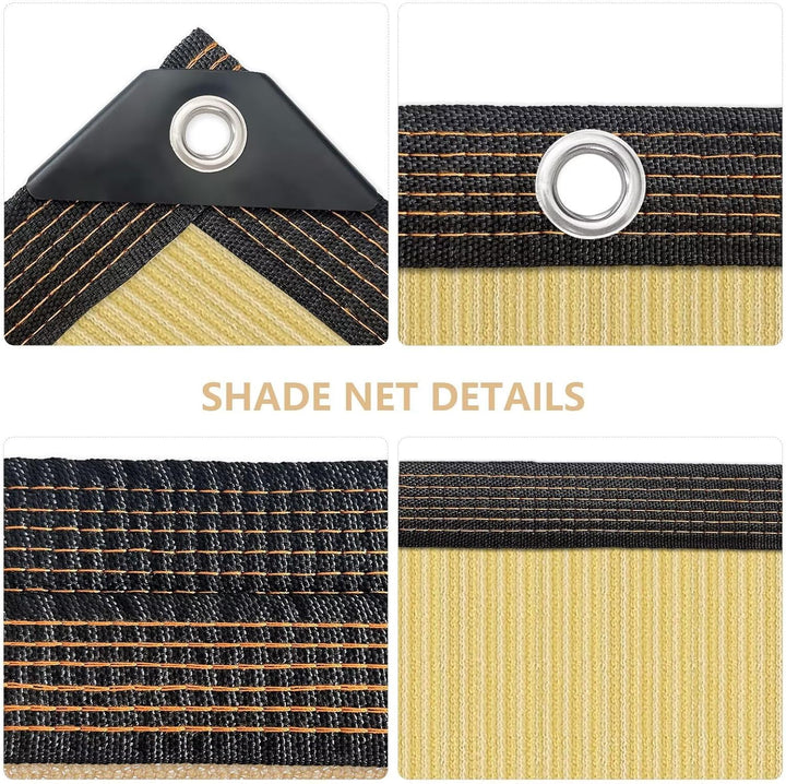 Schattiernetz mit ösen 2x5m, Beige Garten Sonnenschutz Netz Terrasse 90% Shading Rate UV Beständiges