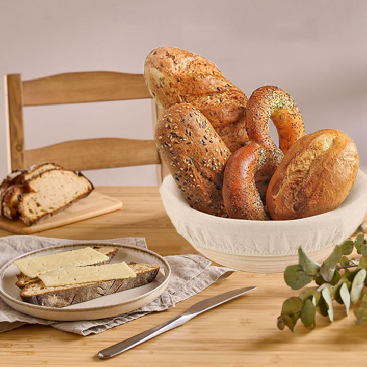 2pcs Gärkorb Rund 23cm, BannetonSet, Gärkörbchen Set, Brotkorb aus nachhaltigem Rattan, Zum Brotback