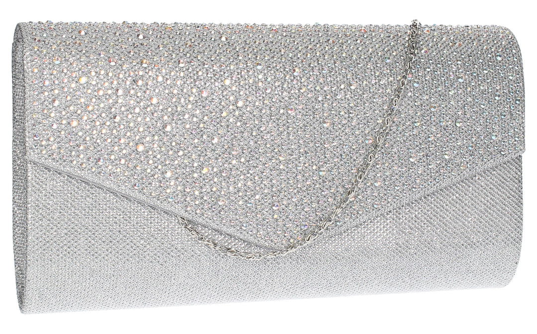 SwankySwans Damen Montary Diamant Clutch, Sling Bag, Einheitsgrösse Silberfarben, Silberfarben
