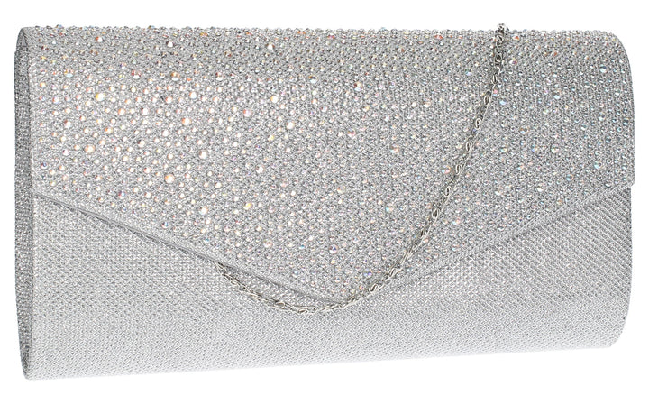 SwankySwans Damen Montary Diamant Clutch, Sling Bag, Einheitsgrösse Silberfarben, Silberfarben
