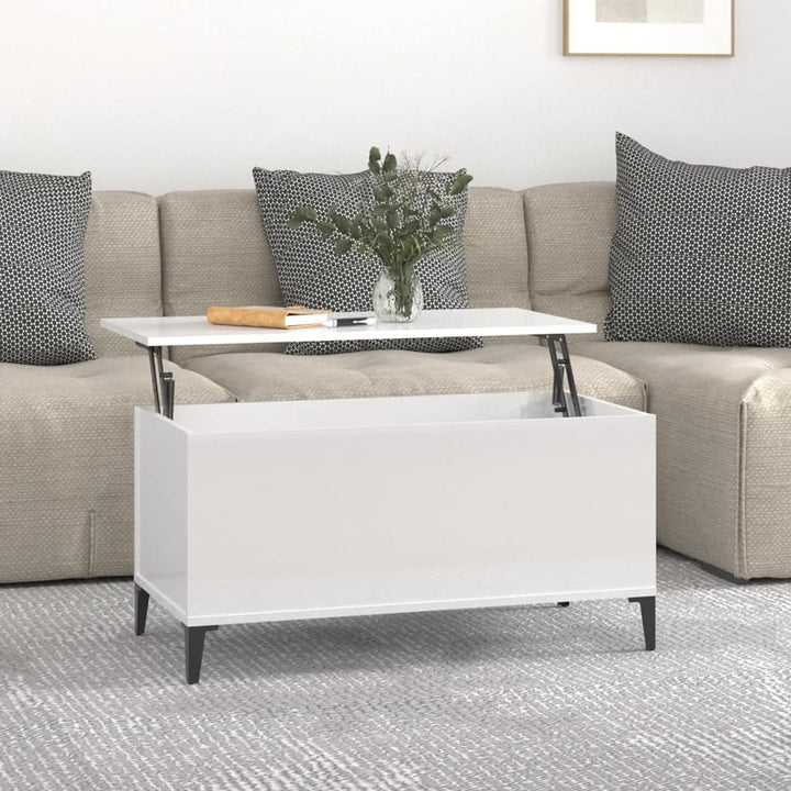Tidyard Couchtisch Kaffeetisch Höhenverstellbar Wohnzimmertisch mit Ablagefach Sofatisch Beistelltis