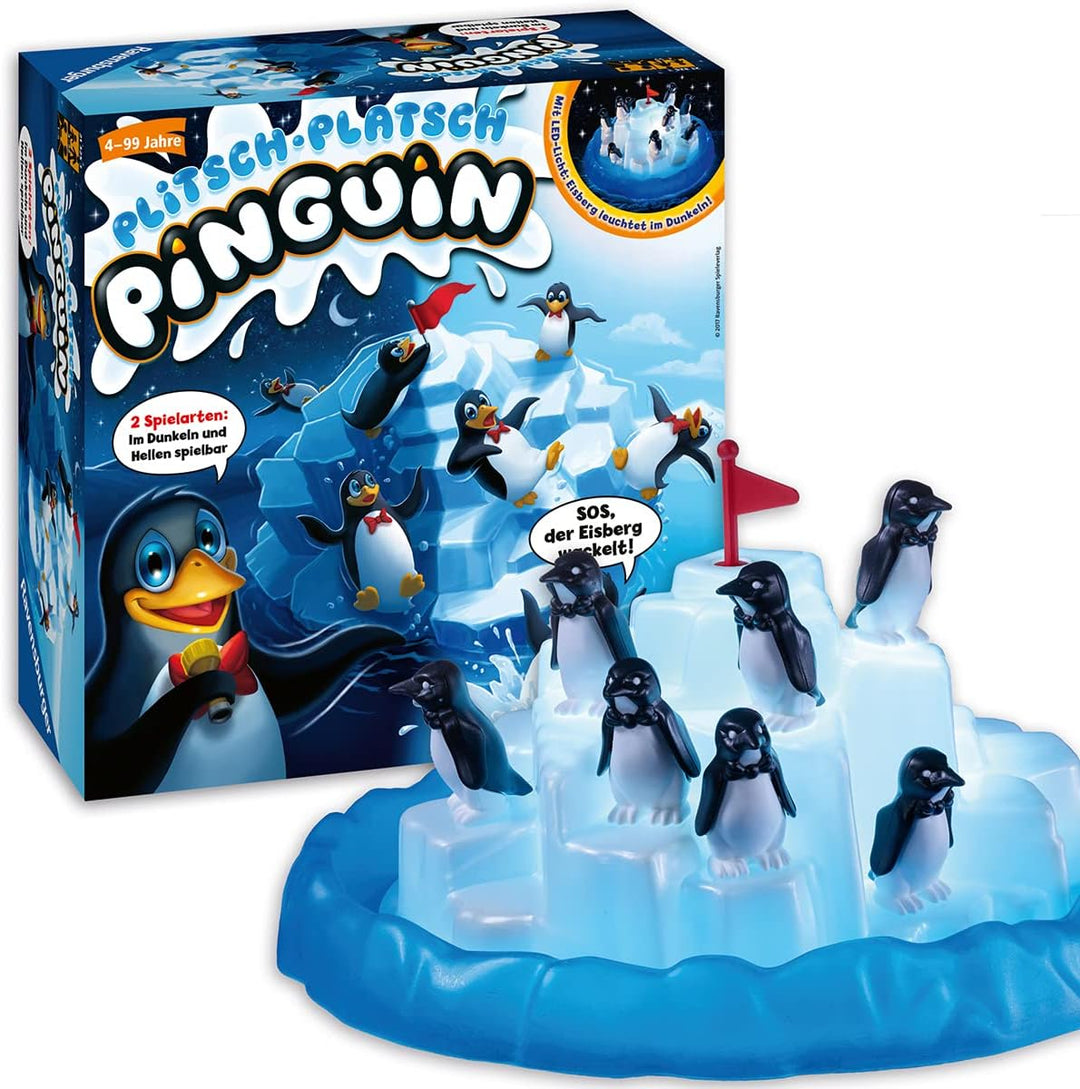 Ravensburger 21325 Plitsch Platsch Pinguin grosser Spielspass mit Geschicklichkeitsfaktor für Kinder