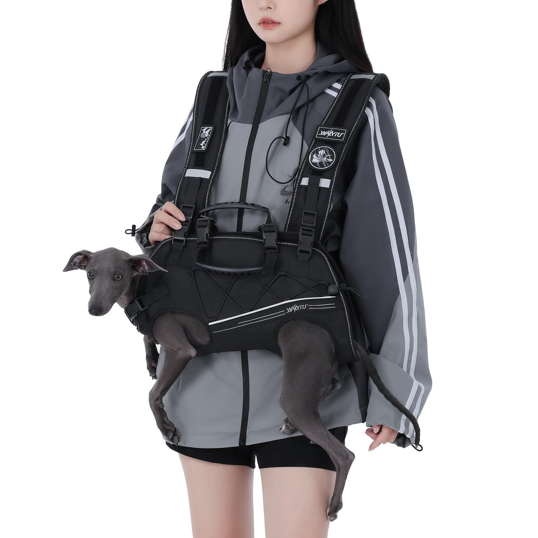 Wakytu Rucksack-Tragetasche und Hundefördergurt für kleine Hunde Verstellbare gepolsterte atmungsakt