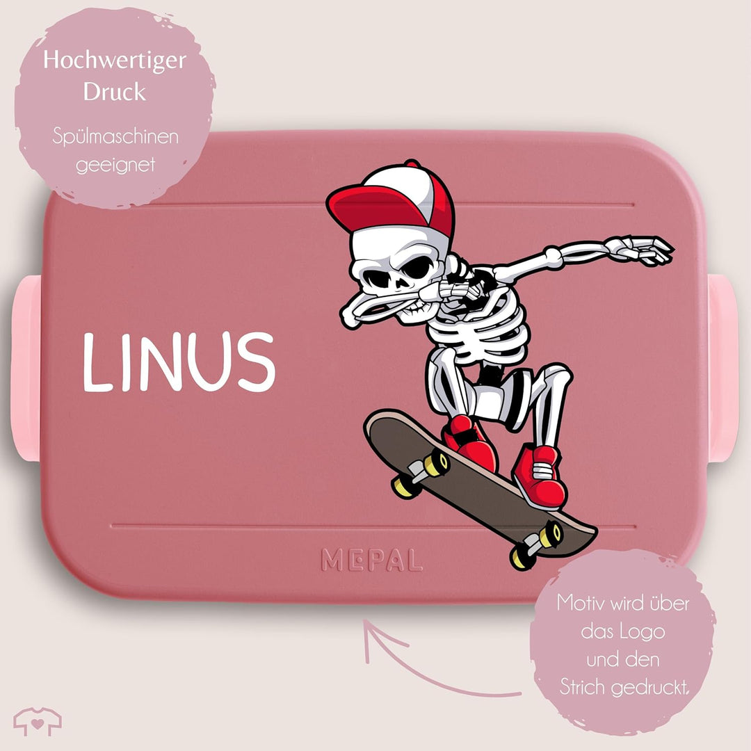 Kinder Bento Box Midi Lunchbox für Mepal Bentobox - Dabbing Skelett Skateboard | Dab Skelett Skater