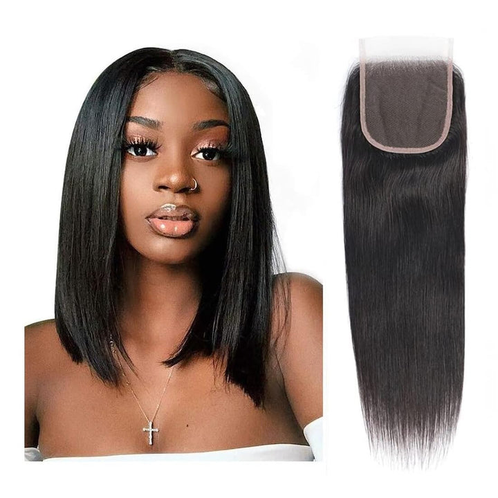 4x4 Lace Closure Brazilian Human Hair Straight HD Transparent Swiss 100% Unprocessed Unprocessed Hum