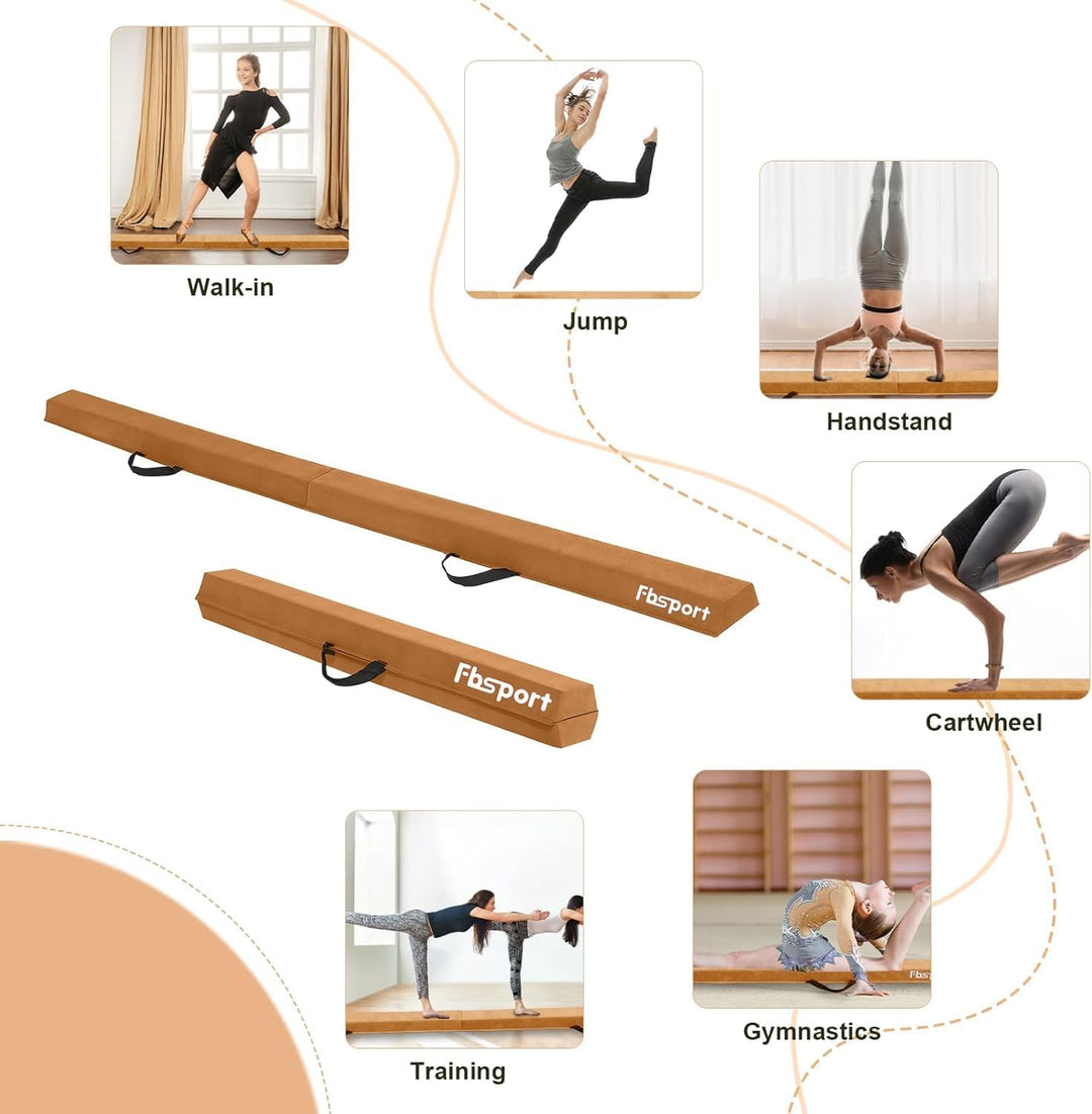 FBSPORT Schwebebalken, Faltender Schwebebalken Kinder, Gymnastik Balance Balken,Beflockungsschicht B