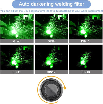 Solar Schweisshelm Schweissmaske Automatisch Verdunkelnd, Grosses Sichtfeld, Variable Verdunkelung D