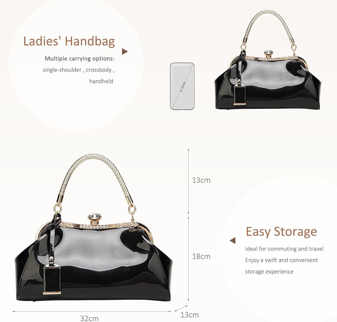 NICOLE &amp; DORIS Handtaschen für Damen Lackleder Handtaschen Abendtasche für Party Hochzeit schulterta