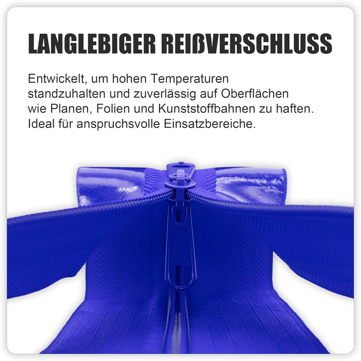 12 Stück Blau Selbstklebender Reissverschluss, 220 cm x 7,6 cm, Schwerlast-Doppelseitiger Reissversc