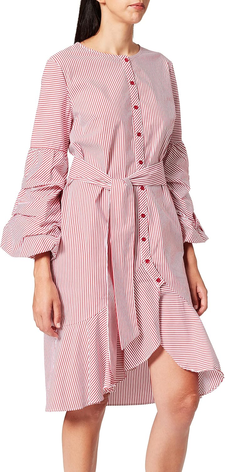APART Fashion Damen Striped Dress Kleid 38 Rot (Rot-creme Rot-creme), 38 Rot (Rot-creme Rot-creme)