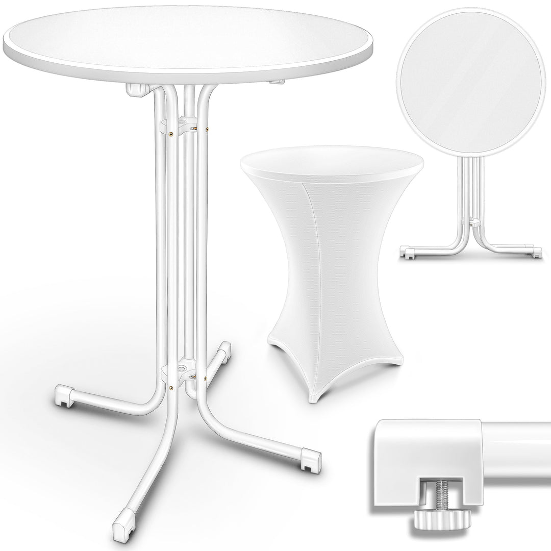 tillvex® Gastro Stehtisch klappbar Ø70cm mit Husse | Bistrotisch FERTIG MONTIERT | Klapptisch rund -